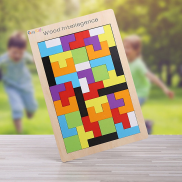 Bảng ghép hình gỗ trí tuệ Tetris Montessori thông minh cho bé