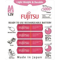 Fujitsu ถ่านชาร์จ Lite (สีชมพู) 1.2V ขนาด AA Min.950 mAh 5,000cycle บรรจุ 4 ก้อน/แพ็คไฟและหลอดไฟ