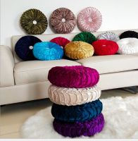 【CW】๑◕  velvet Pleated Round Pumpkin Throw Couch Cushion Floor for Sofa Bed Car 35x35cm