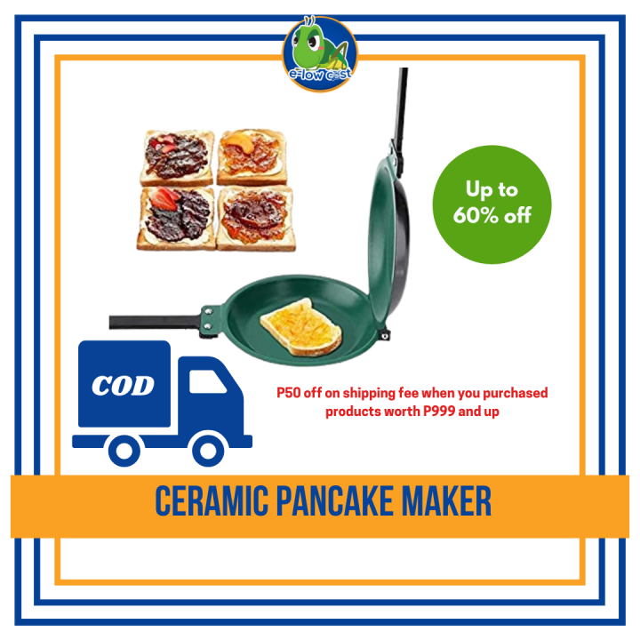 elow cost Double Side Frying Pan NonStick Flip Pan Ceramic Pancake Maker Green Lazada PH