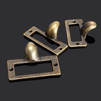 6Pcs Vintage Label Pull Frame Handle File Name Card Holder For Furniture Cabinet Drawer Box Case Antique Furniture Handle