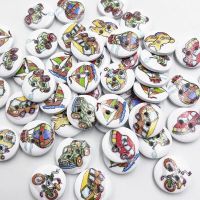 50/100pcs 15mm White Mixed Car Wood Buttons 2Hole Sewing Buttons For Clothing Sewing Material Decoration Needlework WB929 Haberdashery