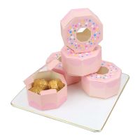 10pcs Doughnut Shape Candy Gift Box Chocolate Dragee Boxes Bonbonniere Wedding Baby Shower Birthday Party Wrapping Paper Bags Gift Wrapping  Bags