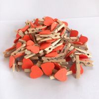 2023 New 50Pcs/Set Wooden Pegs DIY Cute Wedding Decoration Craft Pegs Clips Love Heart Clips Pins Tacks