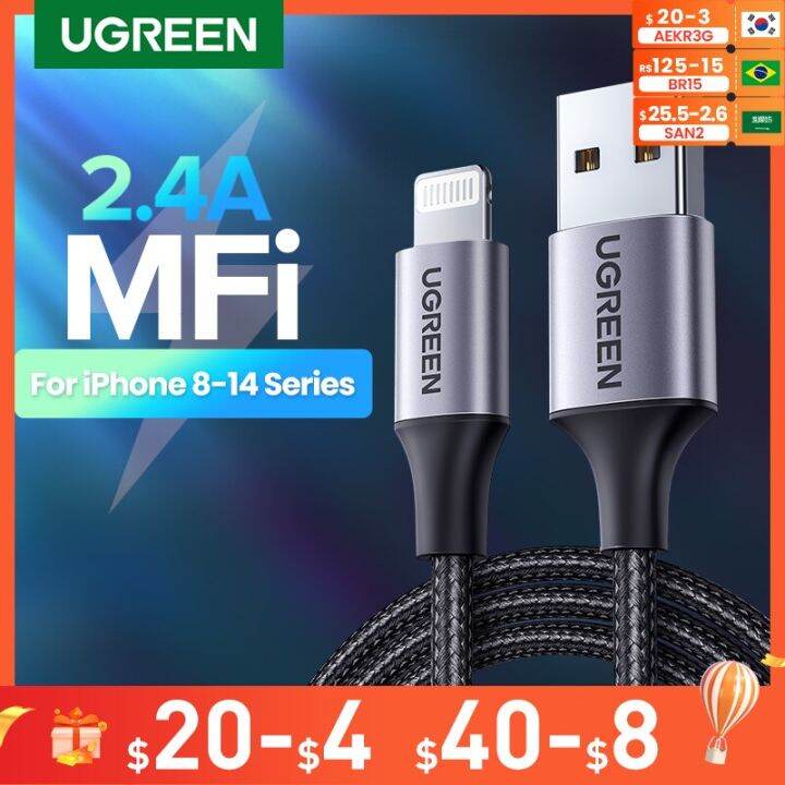 UGREEN MFi USB to Lightning Cable 2.4A Fast Charging for iPhone 14 13