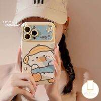 MissConnie เคสโทรศัพท์ติดกระจกหลังรูปเป็ดน่ารักใช้ได้กับ IPhone 7 8 Plus XR 6 6S Plus 11 15 Pro Max 11Pro Max 14 13 12 Pro Max 15Plus X XS Max SE 2020กล้องการ์ตูน