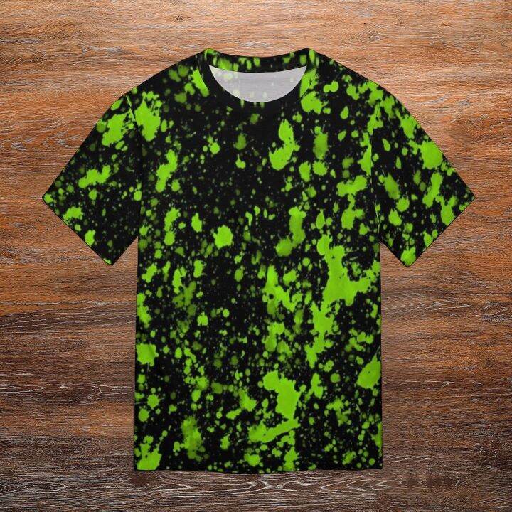 สีเขียวสีsplatter-tเสื้อผู้ชายcool-neonพิมพ์streetwearเสื้อยืดแฟชั่นฤดูร้อนteesแขนสั้นcustom-oversizeเสื้อผ้า