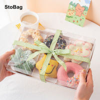 StoBag 5pcsLot Donuts Dessert Packaging Transparent Box Wedding Birthday Baby Shower Mousse Cake Puffs Favours Gift Decoration