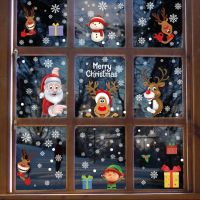 Christmas Santa Claus Elk Wall Stickers Snowflake Window Sticker Merry Christmas Decor For Home Xmas Gifts Happy New Year