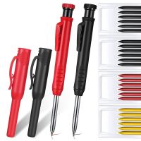 28 Pcs Solid Carpenter Pencil Set with Pencil Cap SetPencil Cap Refill Deep Hole Mechanical Pencil for Architect