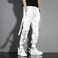 ⚡W-KING⚡ Mens White Jogging Pants Trendy Overalls Loose And Handsome Trousers Hip-hop Pants Hip-hop Casual Pants Korean Style Pants Black Casual Trousers Nine-point Beam Pants Sports Pants