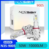 Novsight N35 9005 HB3 หลอดไฟหน้าLED 50W 10000LM 6000K แสงสีขาว ซุปเปอร์ไบร์ท ไฟ LED สำหรับไฟตัดหมอกไฟสูง / ไฟต่ำ พลักแอนด์เพลย์ 2 ชิ้น รับประกัน 1 ปี จัดส่งฟรี