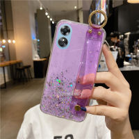 เคสโทรศัพท์มือถือสำหรับ OPPOA38 OPPO A38 4G 2023แวววาวลายท้องฟ้าดาวเคสใส่โทรศัพท์ใสพร้อมสายรัดข้อมือเคสซิลิโคน TPU นิ่ม