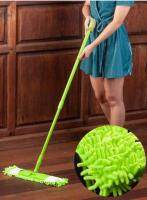 ไม้ม๊อบดันฝุ่นตัวหนอนไมโครไฟเบอร์ปรับระดับได้ ชุดไม้ถูพื้นแบบ Flat Mop Size : 9 x 42 x 125 ซม