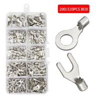 320Pcs/Box 10 In 1 Terminals Non-Insulated Ring Fork U-type Brass Terminals Assortment Kit Cable Wire Connector Crimp Spade Food Storage  Dispensers