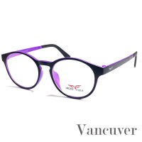 กรอบแว่นตา สำหรับตัดเลนส์ แว่นตา ชาย หญิง Fashion รุ่น Vancuver 1627 สีดำตัดม่วง กรอบเต็ม ทรงเหลี่ยม ขาข้อต่อ วัสดุ พลาสติก พีซี เกรด A รับตัดเลนส์ทุกชนิด