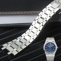 สร้อยข้อมือเหล็กสแตนเลส316L สำหรับ AP 15400 Audemars Piguet GA2100ไม้โอ๊ค2110สายสายนาฬิกาข้อมือสีเงินของผู้ชาย28มม. 26มม.