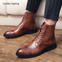 Golden Sapling Mens Chelsea Boots Fashion Leather Shoes Comfortable Men Ankle Boot Leisure Footwear Classics Formal Dress Shoes