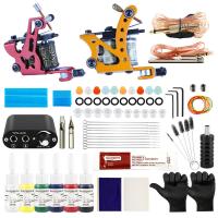 Complete Tattoo Kit Tattoo Machines Black Ink Set Power Supply Grips Body Art Tools Set Tattoo Permanent Makeup Tattoo Set