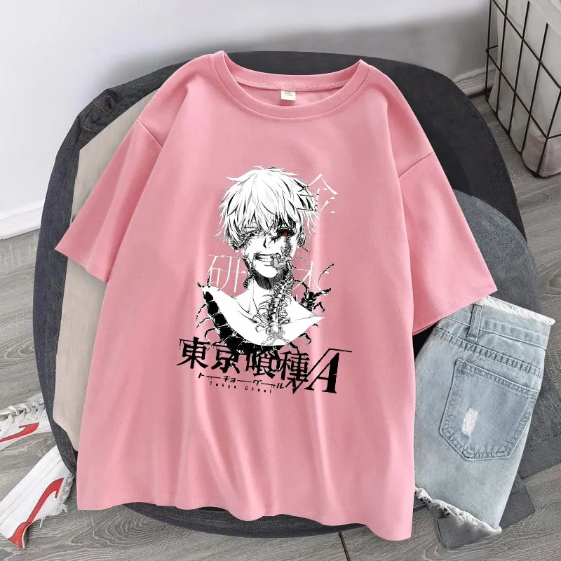 Anime japonês kaneki ken topos y2k tóquio ghoul camiseta feminina punk  harajuku dark cartoon tees streerwear S-2XL roupas femininas