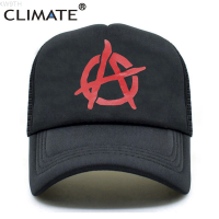 2023 New CLIMATE New Anarchy Cap Men Anarchism Anarchist Trucker Caps Summer Cool Cap Mesh Black Baseball Net Trucker Cap Hat for Men Versatile hat