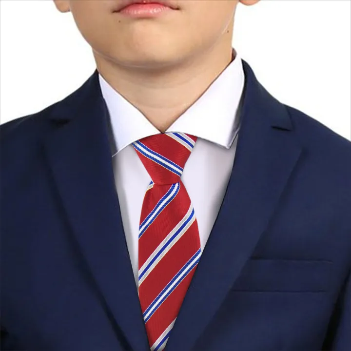 Caruso Kids Ready-to-Wear Necktie 14.5 inches - Red with Royal Blue ...