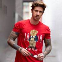 【Mens clothing】 MenNewLittlePrint RedShirtClothes Men Fashion Clothing Cotton T-Shirt Tee Tops S-9XL