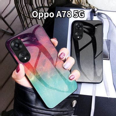 A78 Oppo 5G 2023 Reno8T 5G เคสโทรศัพท์กระจกเทมเปอร์สำหรับ Oppo A78 5G A58 A77 A57 A 78 OppoA78 5G 4G บางเคสประกบหลังแบบแข็งเคสโทรศัพท์ปลอกกันกระแทก