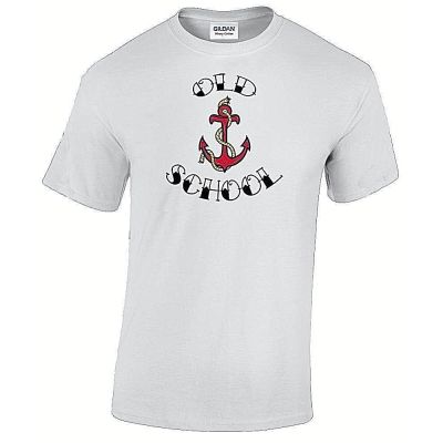 Men T Shirt Tattoo Sailor Jerry Old School White With Anchor Design