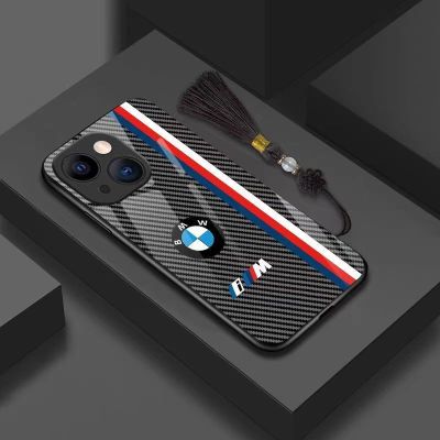 เคสสำหรับไอโฟนโทรศัพท์ BMW กันกระแทก14 /Pro/plus /Pro Max/ 13/12/11-กระจกป้องกัน