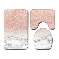 Shiny Printed Three-piece Floor Mat Door Mat Bathroom Rug Waterproof Carpets Toilet Seat Cover Floor Mat Bathroom Decor