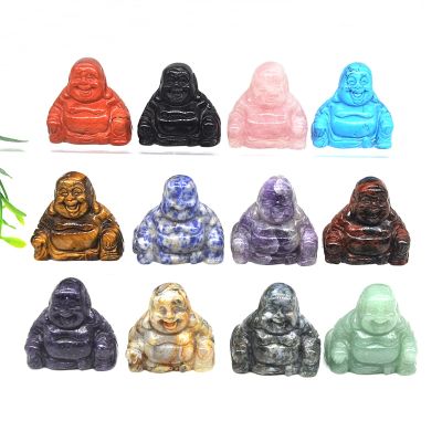 Natural Healing Crystals Stone Carved Maitreya Buddha Fengshui Crystal Statue Craft Beads Reiki Quartz Chakra Home Decoration