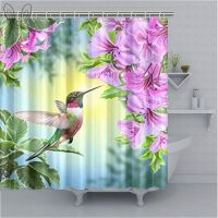 ม่านอาบน้ำ Hummingbird Art Colibri Bird Bougies ม่านอาบน้ำชุดผ้าม่านฤดูใบไม้ผลิโรแมนติก 180 * 180 ซม