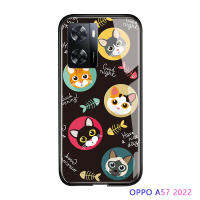 UCUC Case สำหรับ OPPO A57 5กรัม2022ปลอก Oppoa57 2022 Oppo A57โทรศัพท์ Case หรูหราน่ารักสาวการ์ตูนสำหรับสาวแมวสัตว์เลี้ยงคิตตี้เคลือบเงาปลอกโทรศัพท์ Case กันกระแทกกระจกปกหลัง