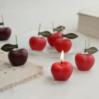 Candle 4Pcs Scented Candle Fragrance Eye-catching Lightweight Cherry Shape Fruit Wax Candle Shooting Props