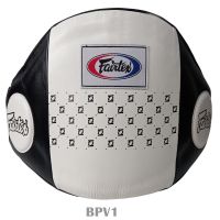 เป้าป้องกันหน้าท้อง แฟร์เเท็ค BPV1 ( Free Size ) Fairtex Belly Protector Pads BPV1 White-Black  Training Muay Thai MMA K1