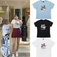 2023 Korean Original Single MALBON Golf Ladies Short-Sleeved T-Shirt Cute Print Comfortable Soft Top