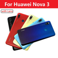 สำหรับกระจกฝาหลังปิดโทรศัพท์ Huawei Nova 3หลังพร้อมโลโก้ Nova3เคสฝาปิดแบตเตอรี่ด้านหลังฝาหลังปิดโทรศัพท์ด้วยสติกเกอร์กาวกระจกเลนส์