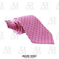 ANGELINO RUFOLO Necktie(NTN1750-จุด008,010) เนคไทผ้าไหมทออิตาลี่ 100% คุณภาพเยี่ยม ดีไซน์ Dot Pattern สีชมพู/เทาเข้ม/ฟ้า