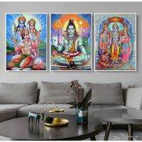 ศาสนาอินเดีย Shri Lakshmi Devi Ganesh โปสเตอร์รูปภาพผ้าใบ Wall Art Home Decor