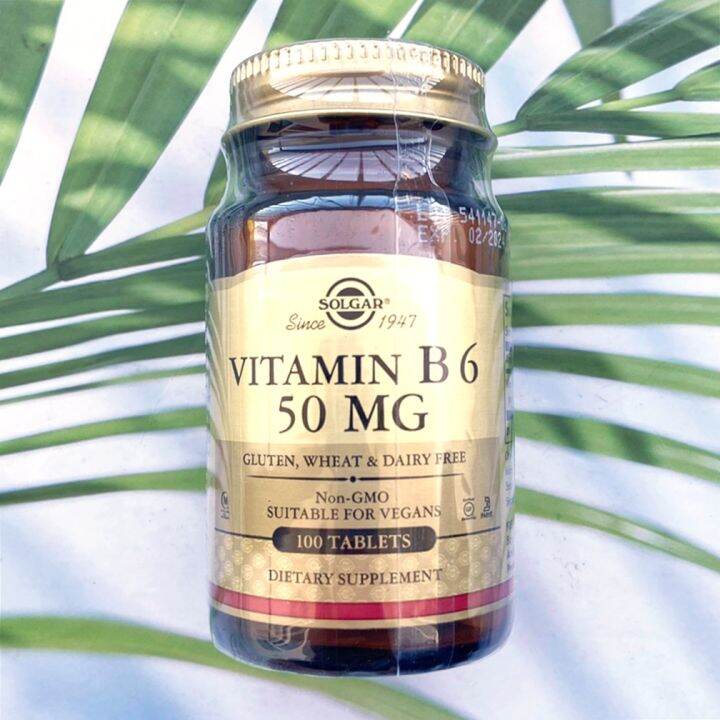 วิตามินบี6 Vitamin B6, 50 Mg 100 Tablets (Solgar®) วิตามินบีหก บี 6 B-6 ...