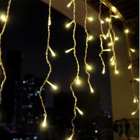 8m-48m Christmas Garland LED Curtain Icicle String Light 220V Droop 0.4-0.6m Mall Eaves Garden Stage Outdoor Decorative Lights