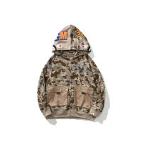 ใหม่ Desert Camouflage Shark Head เสื้อกันหนาวสำหรับผู้ชายและผู้หญิงคู่อินเทรนด์ Hooded หลวมแจ็คเก็ต