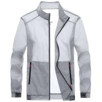 2022 Mens Summer Ultra-Light Hood Jacket Thin Windbreaker Fashion Shiny Sunscreen Casual Zipper Coat Packable Bomber Jacket