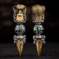 ZZOOI New Sakyamuni Buddha Diamond Prong Pendant Handmade Six-character Mantra Dzi Bead Pendant Jewelry Accessories