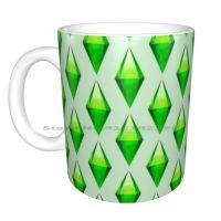 【✲High Quality✲】 JICOC The Sims Plumbob แก้วเซรามิคถ้วยกาแฟถ้วยชานม Plumbob Sims 4 Sims 3 Sims 2 The Sims 4 The Sims 3 The