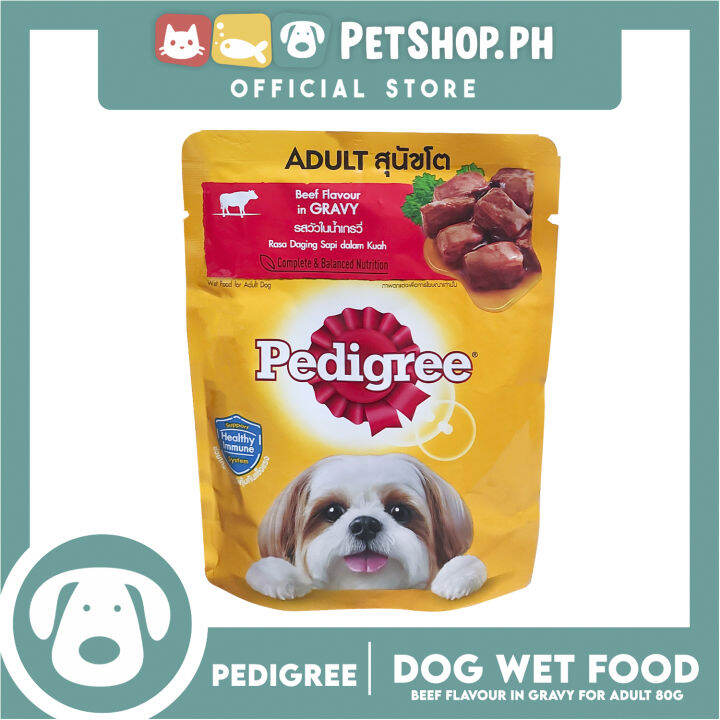 Pedigree Beef Flavor in Gravy for Adult Dog Wet Food 80g | Lazada PH