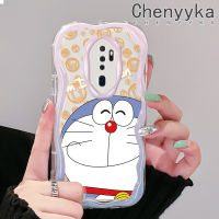 เคส Chenyyka สำหรับ A5 OPPO 2020 A9 2020การ์ตูนโดราเอมอนน่ารักเคสสำหรับผู้ชายและผู้หญิงเนื้อครีมขอบคลื่นเคสป้องกันกล้องเคสโทรศัพท์โปร่งใสกันกระแทกเคสซิลิโคนอ่อนชัดเจน