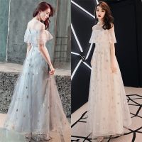 Golf Gear Embroidered mesh bridesmaid dress for women dreamy fairy temperament noble sister group banquet long evening dress for women