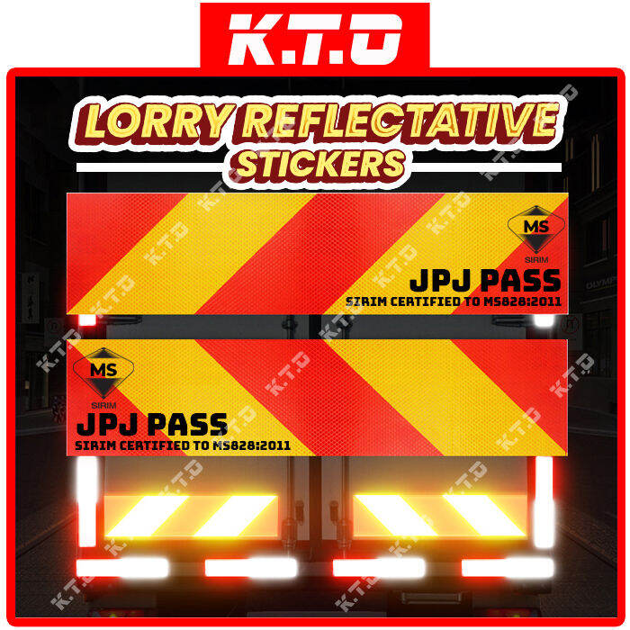 Original 1 Pair 3m Diamond Grade Yellow Red Lorry Reflective Sticker